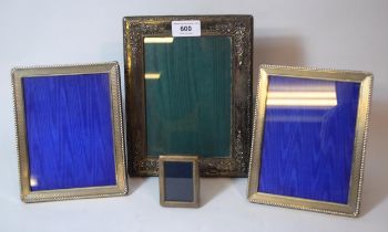 Four various rectangular silver mounted photograph frames