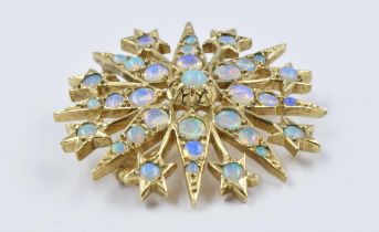 9ct Gold opal set star brooch, 6g gross