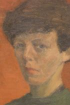 Attributed to Henry Lamb, oil on board, head study of a young man, bearing label verso with