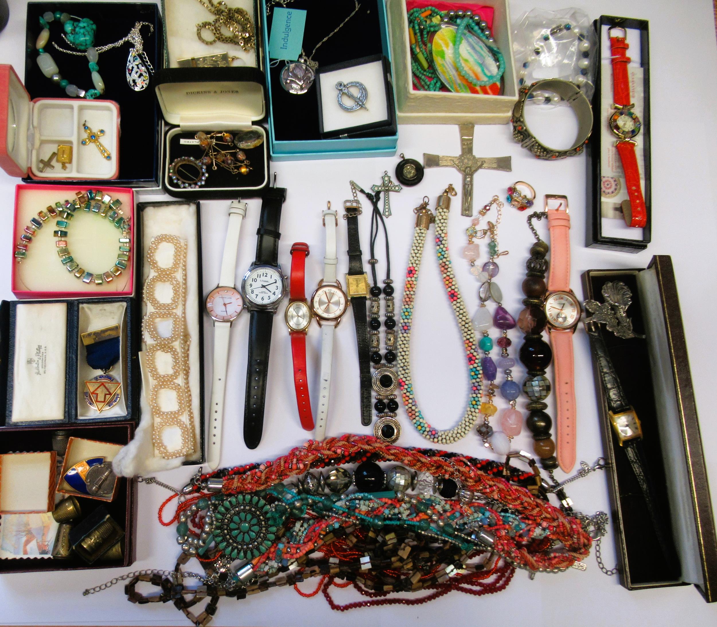 Large quantity of various costume jewellery and wristwatches