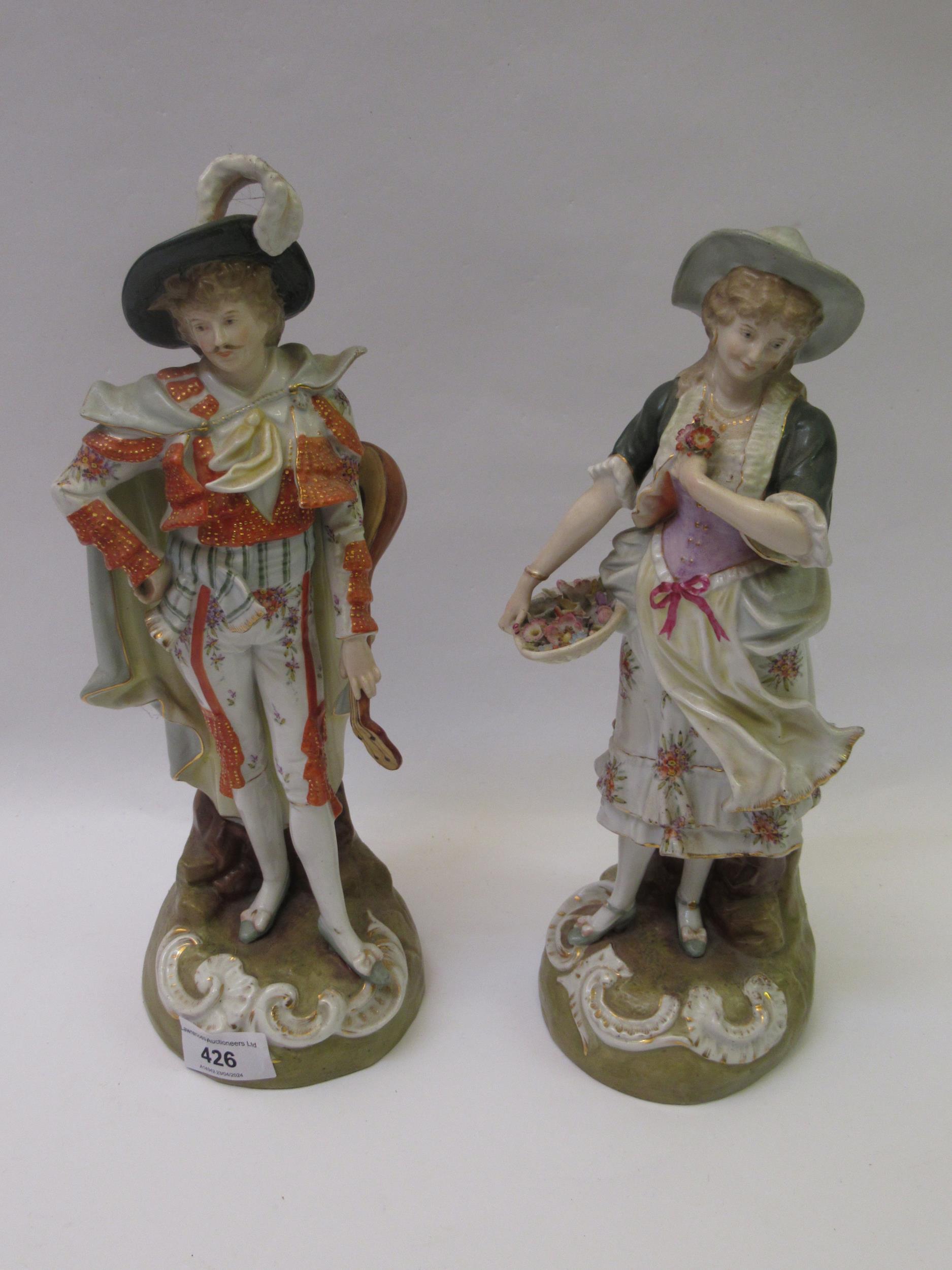 Pair of Naples porcelain figures of a lady and gentleman, Wedgwood oval meat plate and sundry - Image 3 of 4