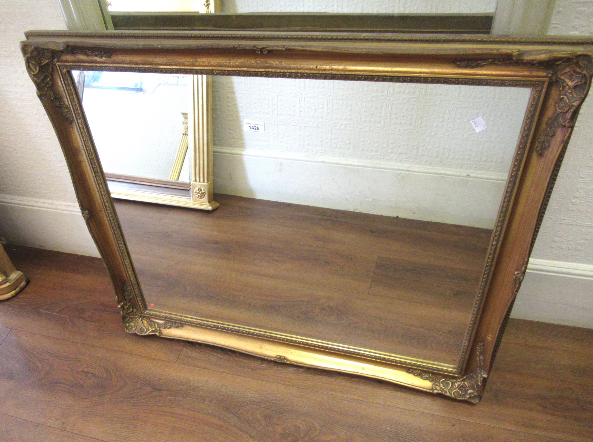 Reproduction rectangular gilt composition wall mirror, 94 x 78cm