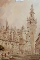 Watercolour, study of the cathedral, Seville, 1859, unsigned, 36 x 26cm, gilt framed together with