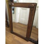 1930's Oak framed wall mirror, Warwick dairy box, two tin trunks and a cash box Mirror in good