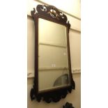 18th Century mahogany and gilt moulded fretwork wall mirror Has had some previous repairs to veneer.