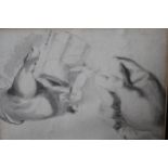 Group of five small monochrome watercolours, anatomical studies of hands, feet etc., unsigned,