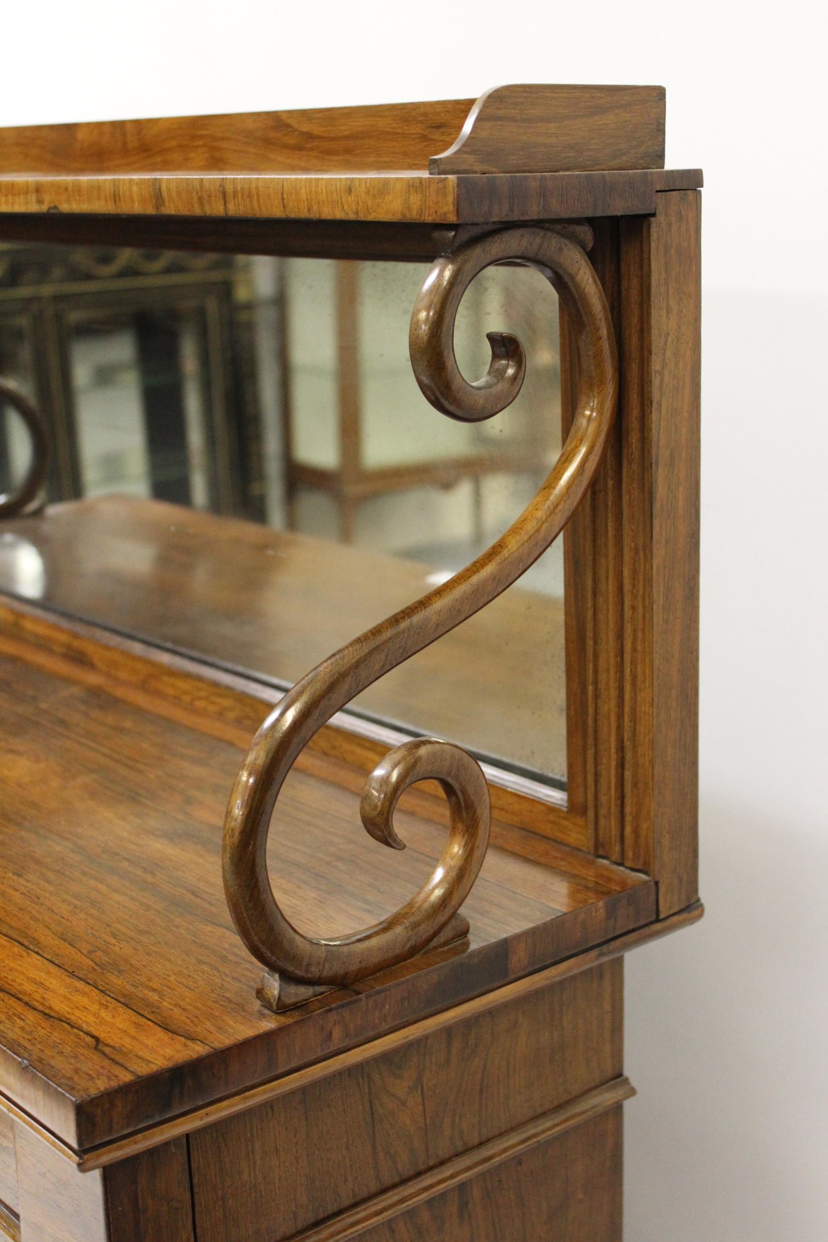 Good Regency rosewood chiffonier, the low mirrored back with scroll supports above a pair of brass - Image 3 of 3