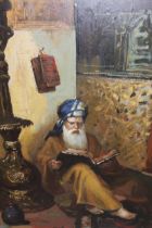 Greek School, oil on canvas, Arabian gentleman reading a book, signed BIKTOP, 1962, 69 x 49cm