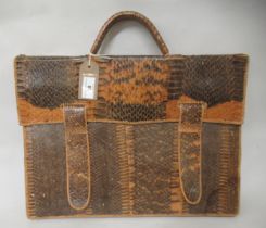 Snakeskin and leather briefcase, 43cm wide