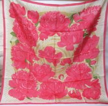 Hermes, Paris, silk scarf ' Les Pivoines ' by Christiane Vauzelles, 90cm square In good condition,