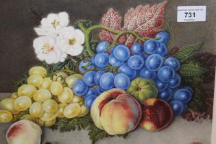 Pair of early to mid 20th Century watercolours, still life of fruit and flowers, unsigned, 26 x
