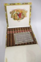 Box of Cuban Romeo Y Julieta cigars 13cm long, 1.4cm thickness
