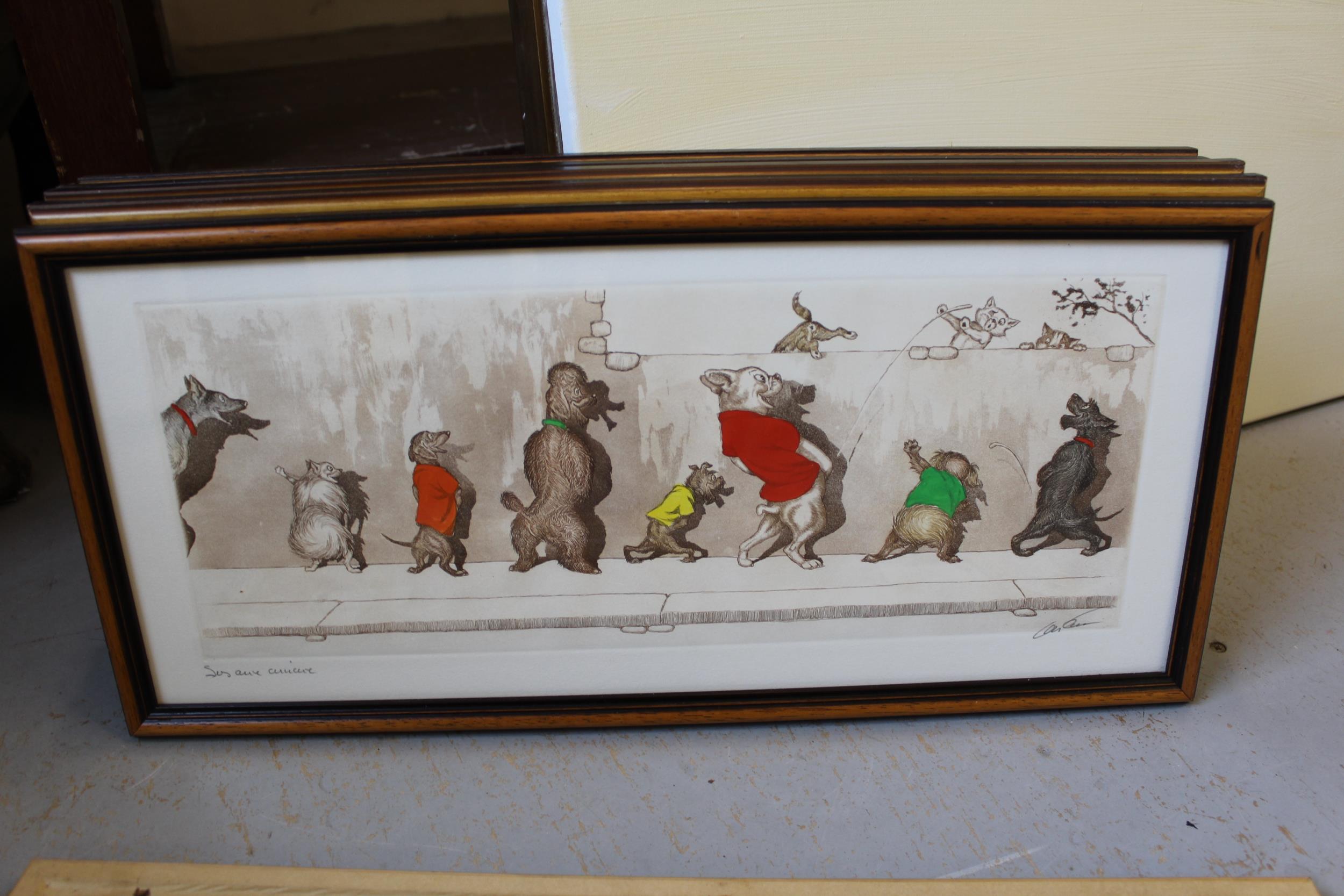 Boris Oklein, group of six coloured etchings, caricatures of dogs, signed in pencil by the artist, - Image 3 of 7