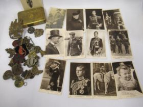 Quantity of British military badges, medals etc. and a World War I Christmas tin