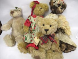 Two large Goose Creek Gloria Franks articulate teddy bears in dresses, 65cm high, together with