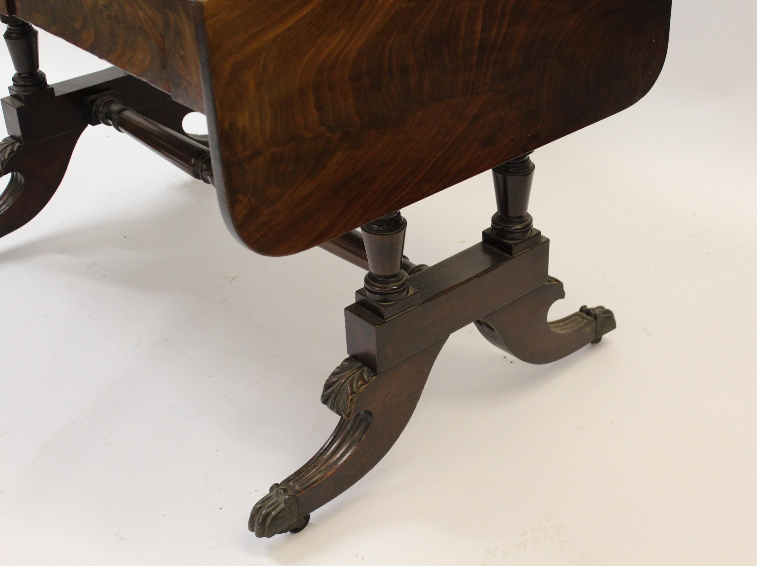 19th Century mahogany sofa table, having two frieze drawers with twin turned column end supports, - Image 3 of 3