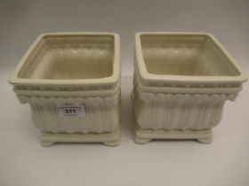 Pair of Casa Pupo white glazed square pottery jardineres, 14cm high