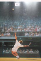 Terence J. Gilbert, artist signed Limited Edition coloured lithograph ' Stefan Edberg ', No. 43 of