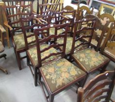 Set of six (two plus four) 19th Century mahogany dining chairs having drop-in seats, on square