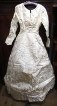 Mid 20th Century satin wedding dress, with veil in original box