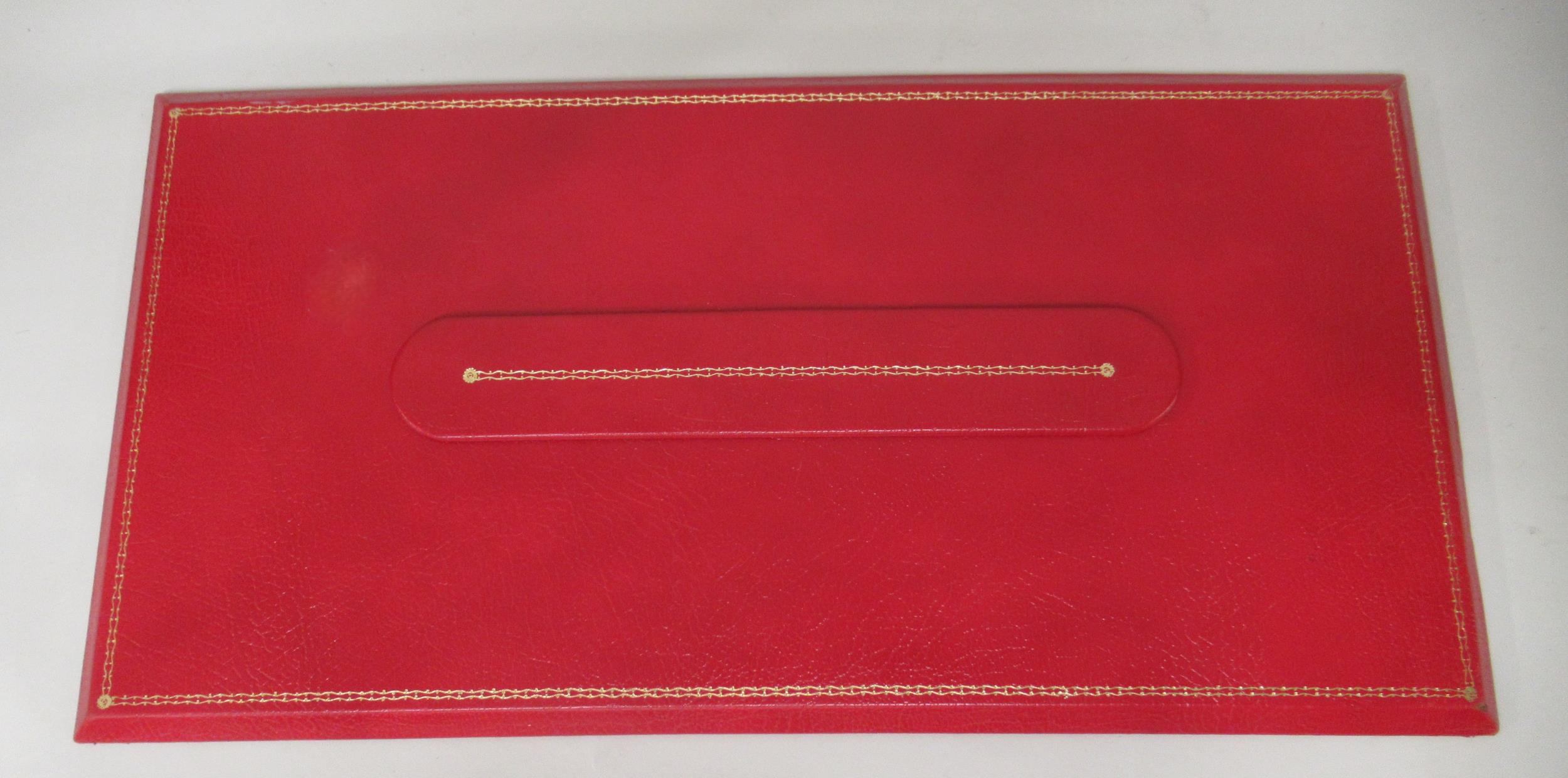 Smythson of Bond Street, red tooled leather table planner