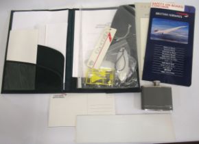 Green Concorde folio containing a collection of various Concorde ephemera and collectables including