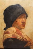 Late 19th century oil on canvas, head and shoulder portrait of a Bohemian lady (at fault),