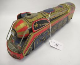 Japanese battery operated tin plate toy locomotive, ' Golden Falcon '