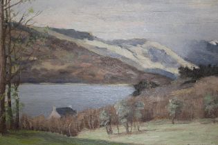 D Carmichael, signed oil on board, highland loch scene, together with an unframed oil on