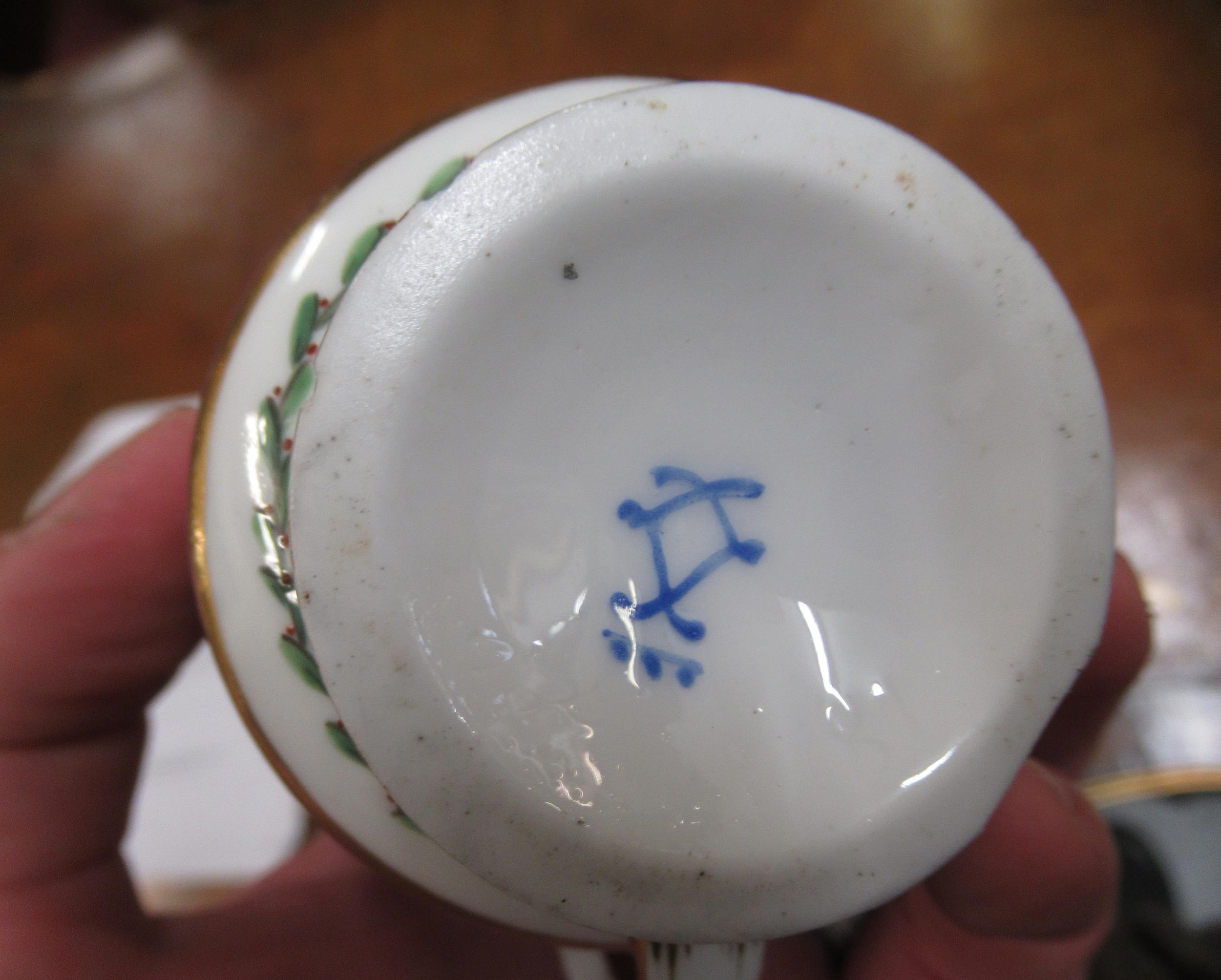 Sevres porcelain cabinet cup and saucer with floral and swag decoration Various chips, as shown in - Bild 8 aus 13