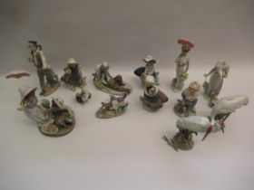 Collection of thirteen various glazed Lladro figures, mainly girls and boys but also to include