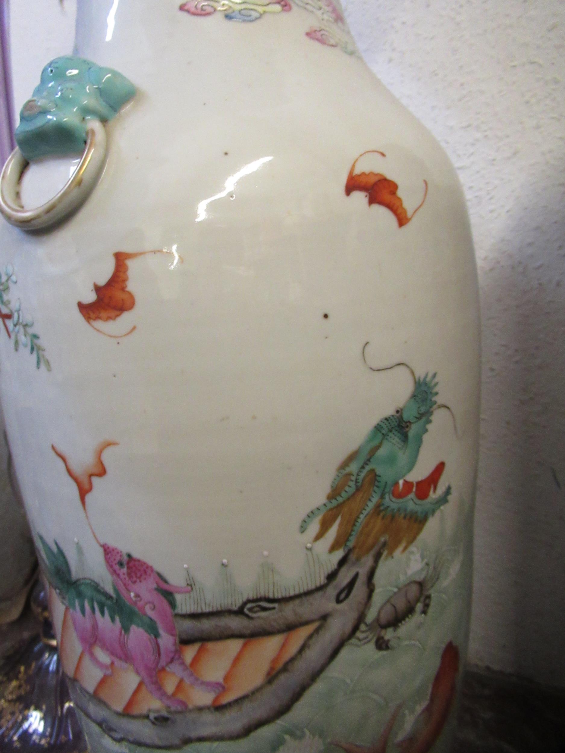 Large 19th Century Chinese famille rose baluster form vase decorated with a continuous scene of - Image 14 of 16