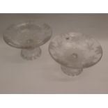 Pair of mid 20th Century etched glass comports