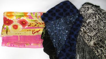 Kenzo floral silk scarf, together with two Alexia scarves / shawls