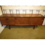 White & Newton Limited, 20th Century teak sideboard having three drawers and two sliding doors