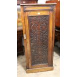 19th Century rosewood side cabinet, the galleried top above a moulded frieze and fretwork panel door