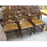 Set of six (four plus two) good quality reproduction oak dining chairs in 17th Century Derbyshire