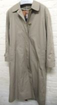 Burberry gentleman's trench coat with removable Nova check lining Button missing from one cuff. No