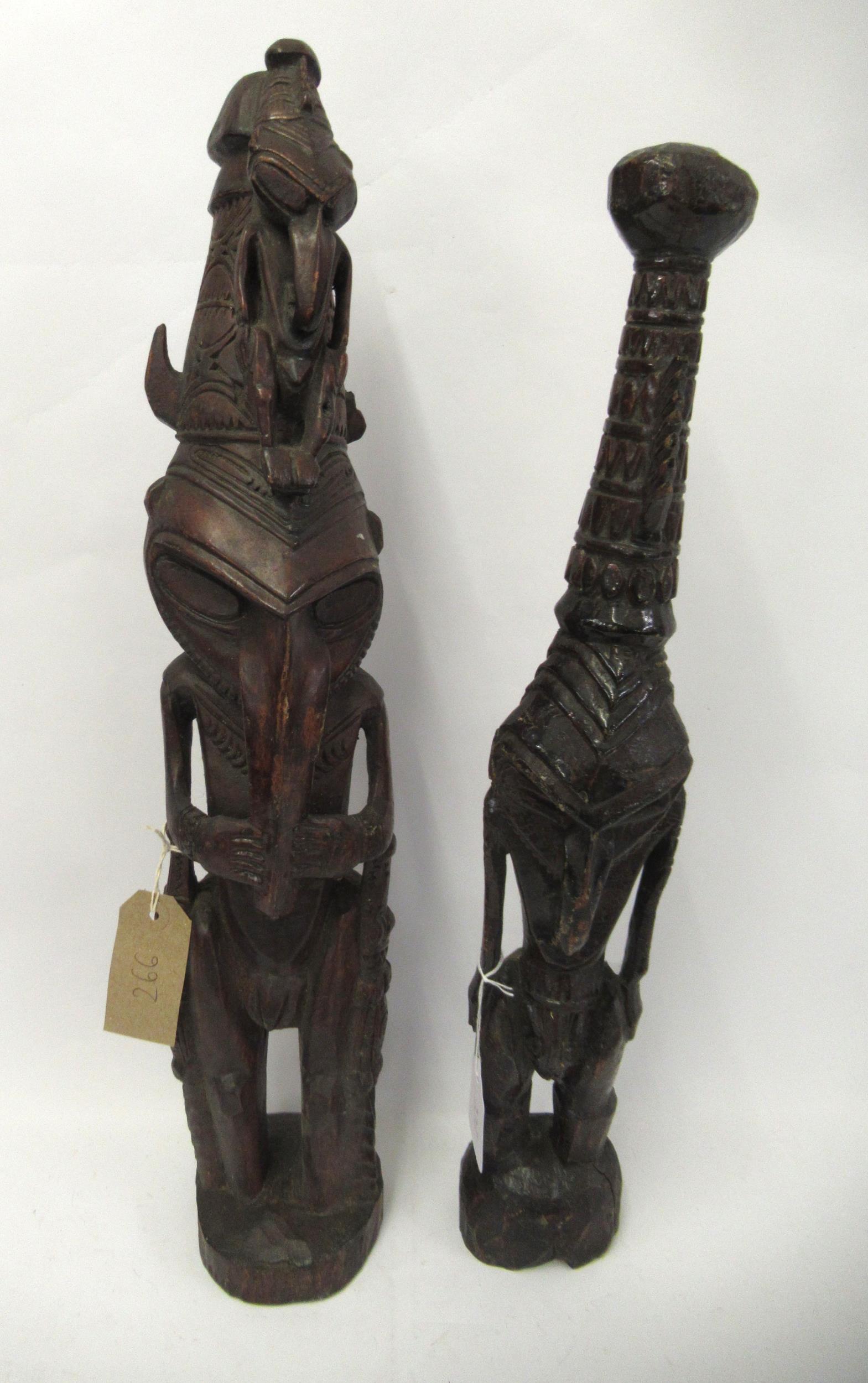 Two Papua New Guinea carved wooden Sepik ancestral figures