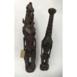 Two Papua New Guinea carved wooden Sepik ancestral figures