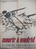 Mid 20th Century French film poster, ' Nicole Stephane Presente Mourir a Madrid ', 80 x 60cm