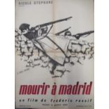 Mid 20th Century French film poster, ' Nicole Stephane Presente Mourir a Madrid ', 80 x 60cm