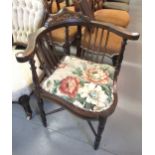 Edwardian mahogany and inlaid corner chair