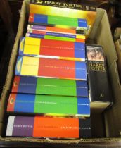 Box containing a quantity of various Harry Potter novels, mainly First Editions