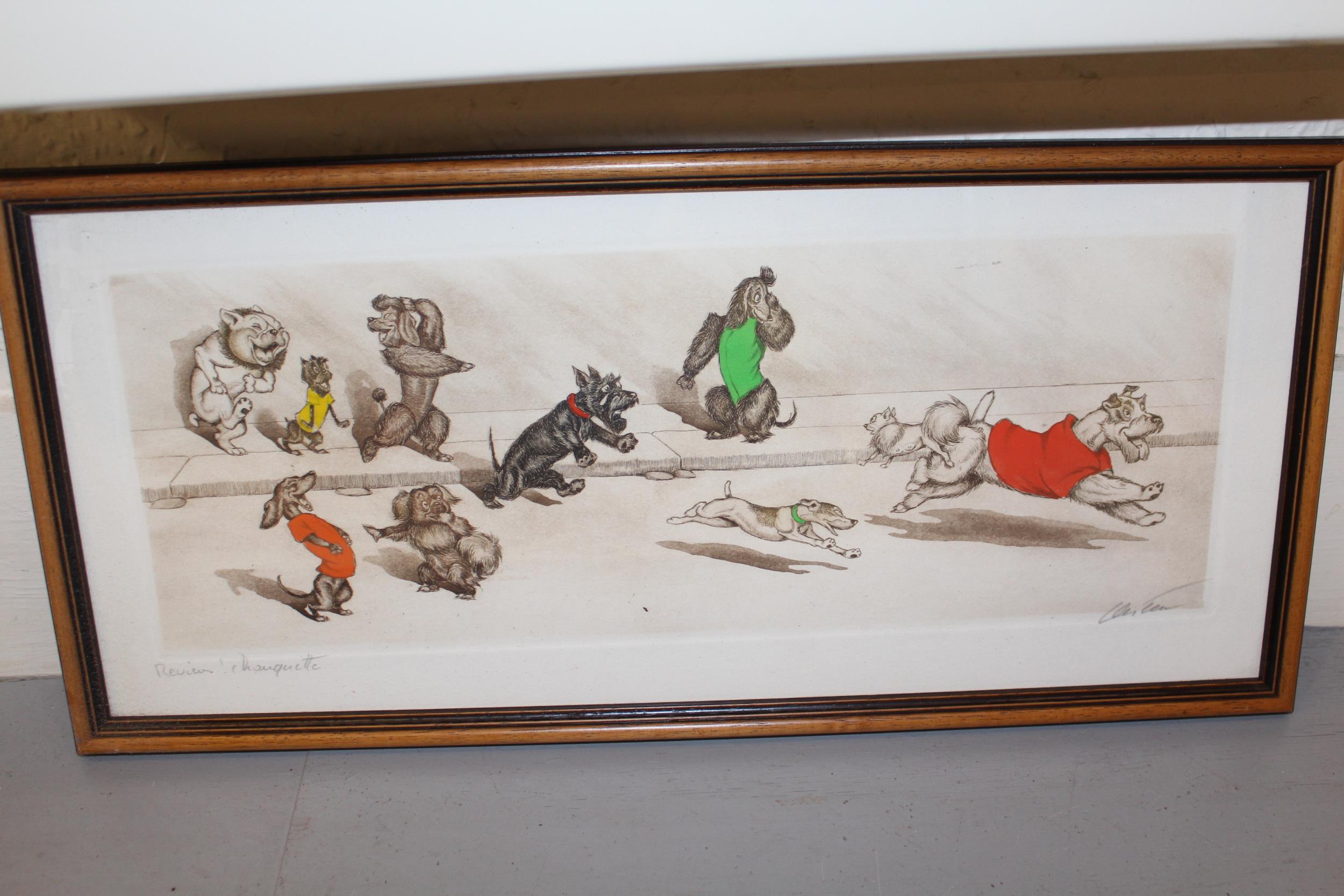 Boris Oklein, group of five various coloured etchings, caricatures of dogs, signed by the artist, - Image 6 of 6