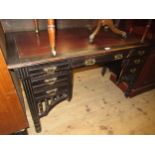Arts and Crafts ebonised writing desk Has scuffs, marks and wear in line with age and use, would