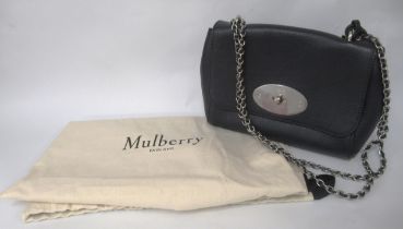 Mulberry, small Lily classic grain shoulder / cross body bag, colour ' Midnight ', with original