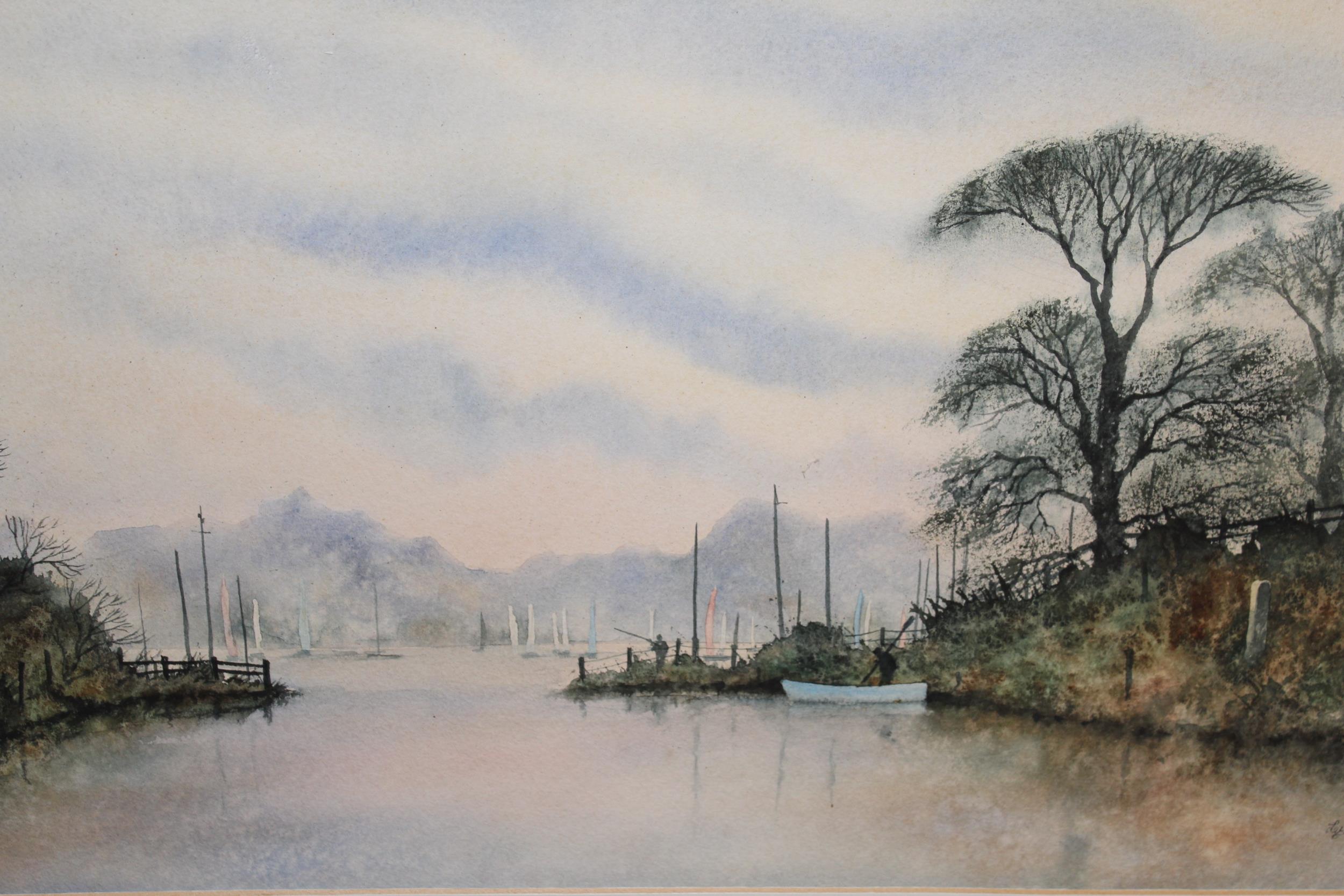 Les Harris, 20th Century watercolour, an estuary scene, signed, 27 x 53cm, gilt framed