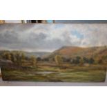 19th Century English school, oil on canvas, cattle in a hilly landscape, signed with initials Tr.WF,