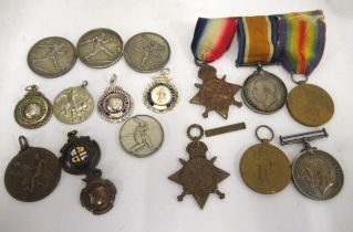 World War I three medal group to L3953 P.W. White OS2RN, with ribbons, together with a similar group